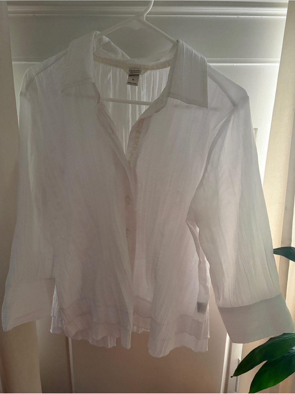 Christopher & Banks White 3/4 Sleeve Blouse Size M